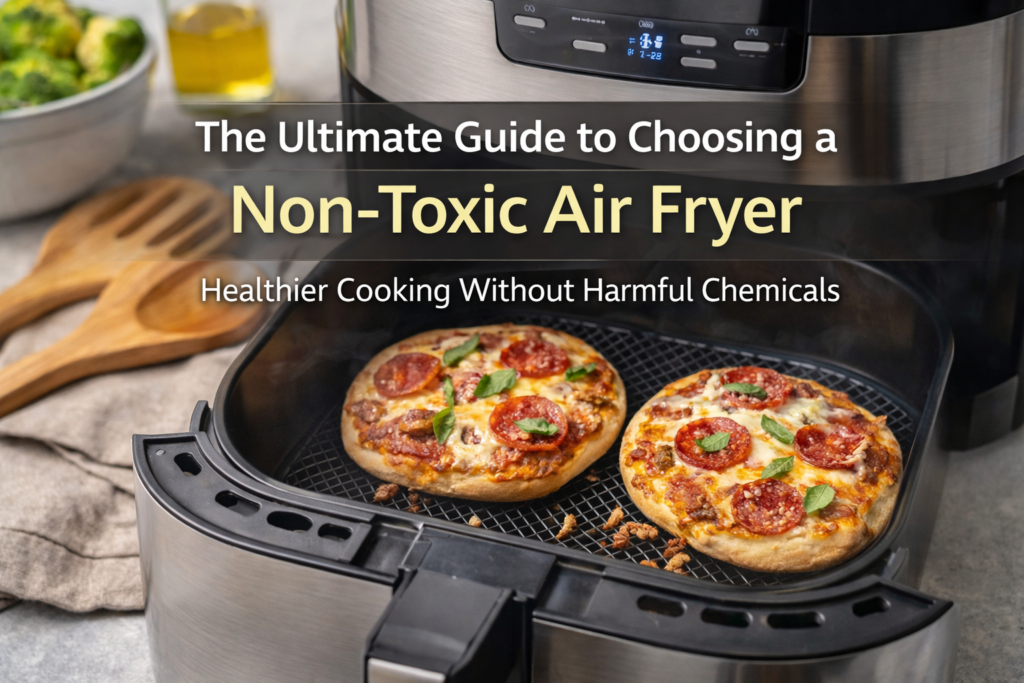 Mini pizzas cooked in an air fryer basket