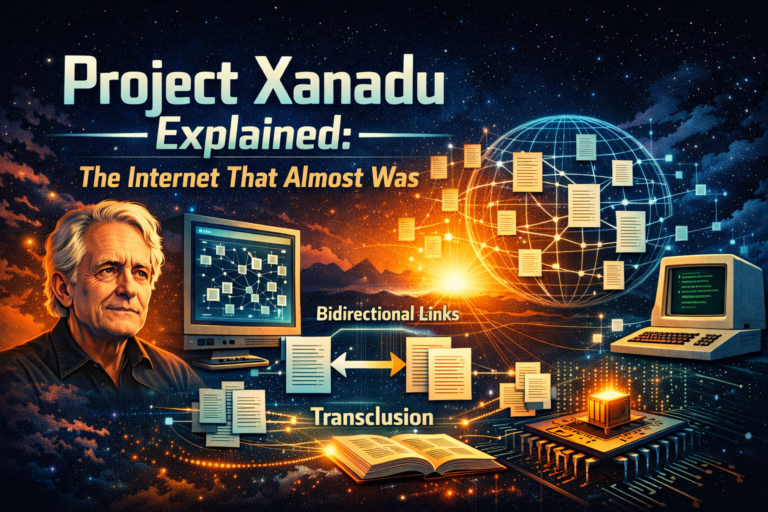 Project Xanadu explained with bidirectional links and transclusion (hypertext before the Web)